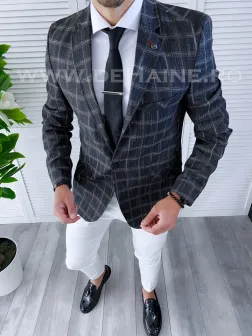 Sacou barbati in carouri slim fit B4243 22A-3.1